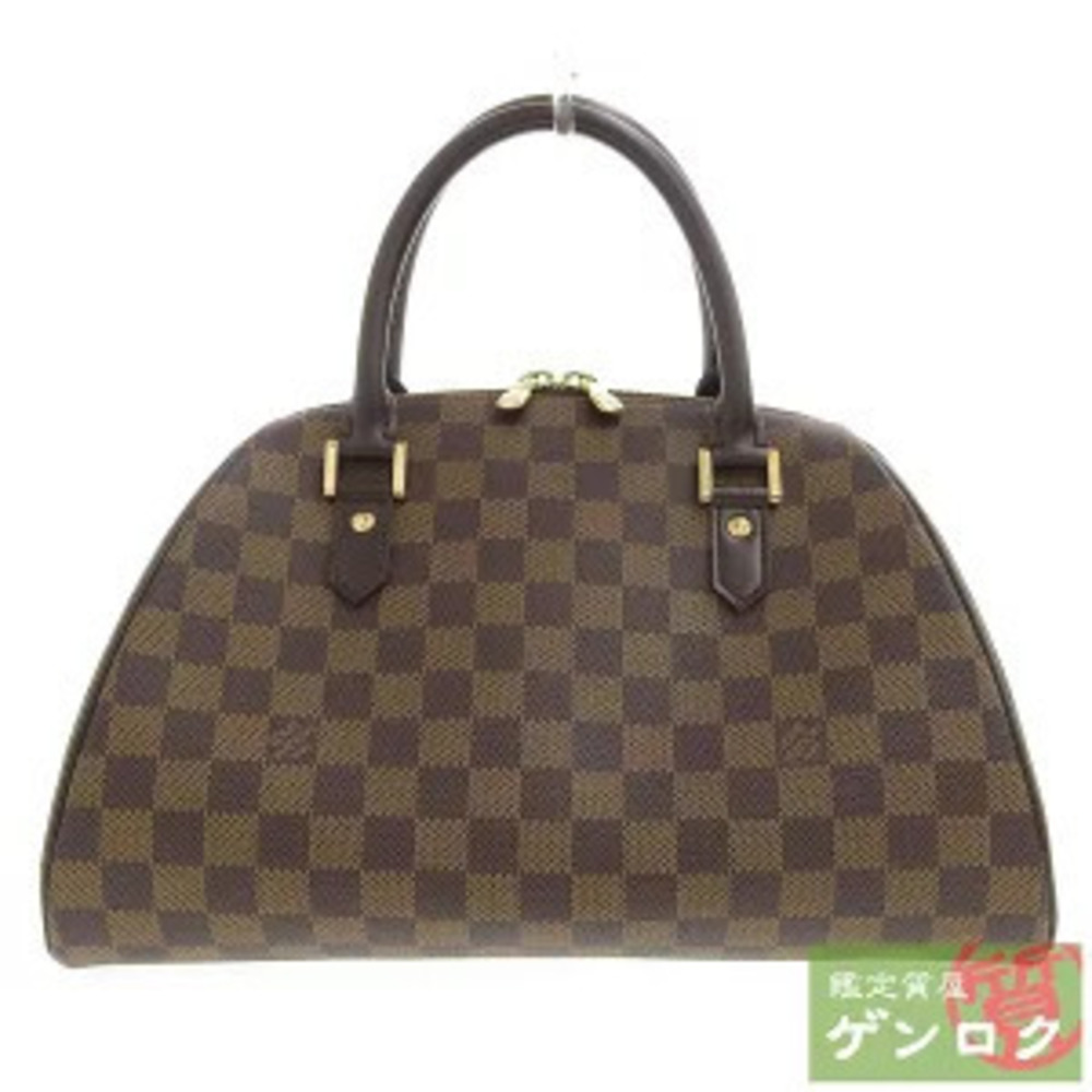 Louis Vuitton Damier Rivera Top Handle Bag Canvas Leather Brown